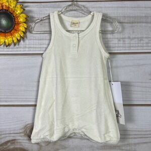 Goumi Kids Cream Terry Cloth Sleeveless Romper Bamboo Organic Cotton 3-6M NWT